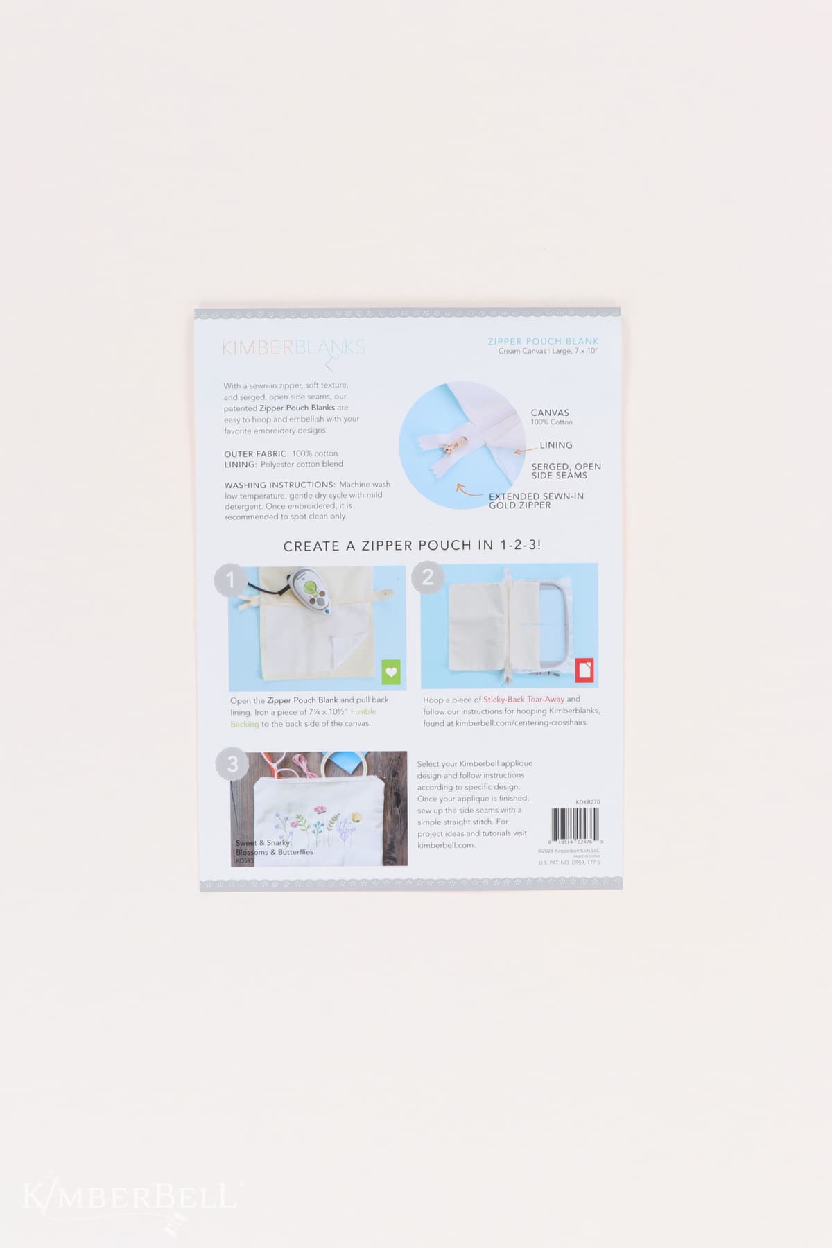 Zipper Pouch Blank, Canvas, Cream, Large — image 2