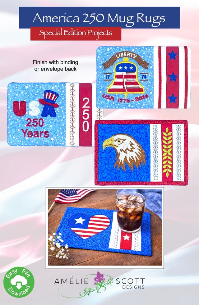 Amelie Scott Designs America 250 Mug Rugs