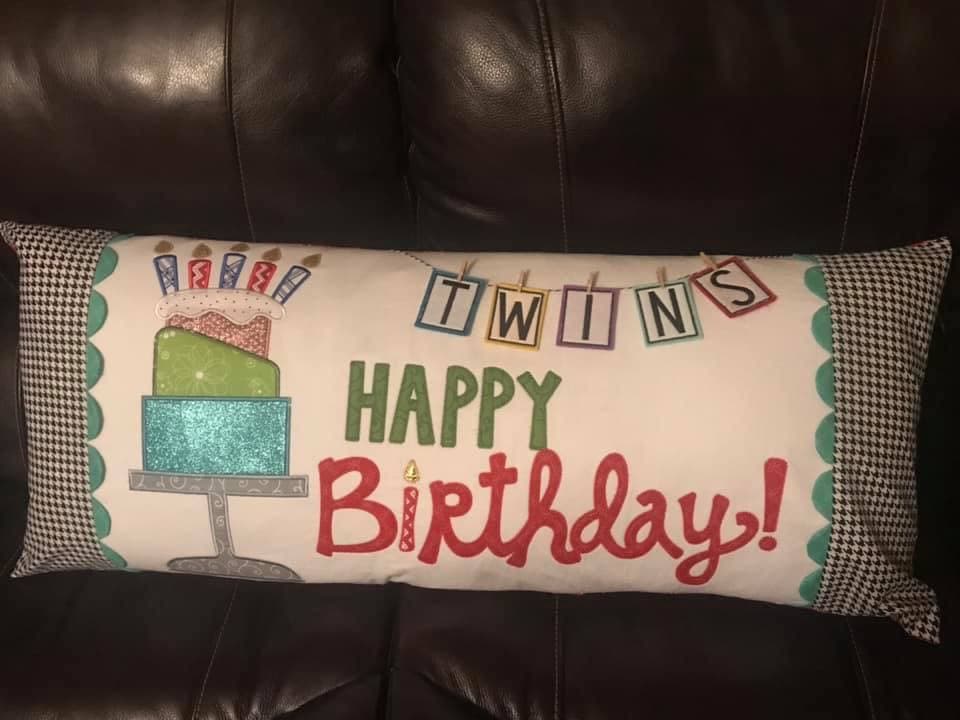 Happy birthday bench pillow fabric kit
