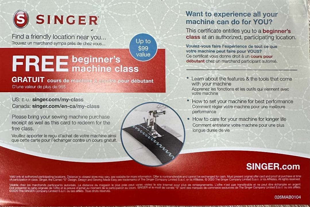 Singer New Owner Class — image 2