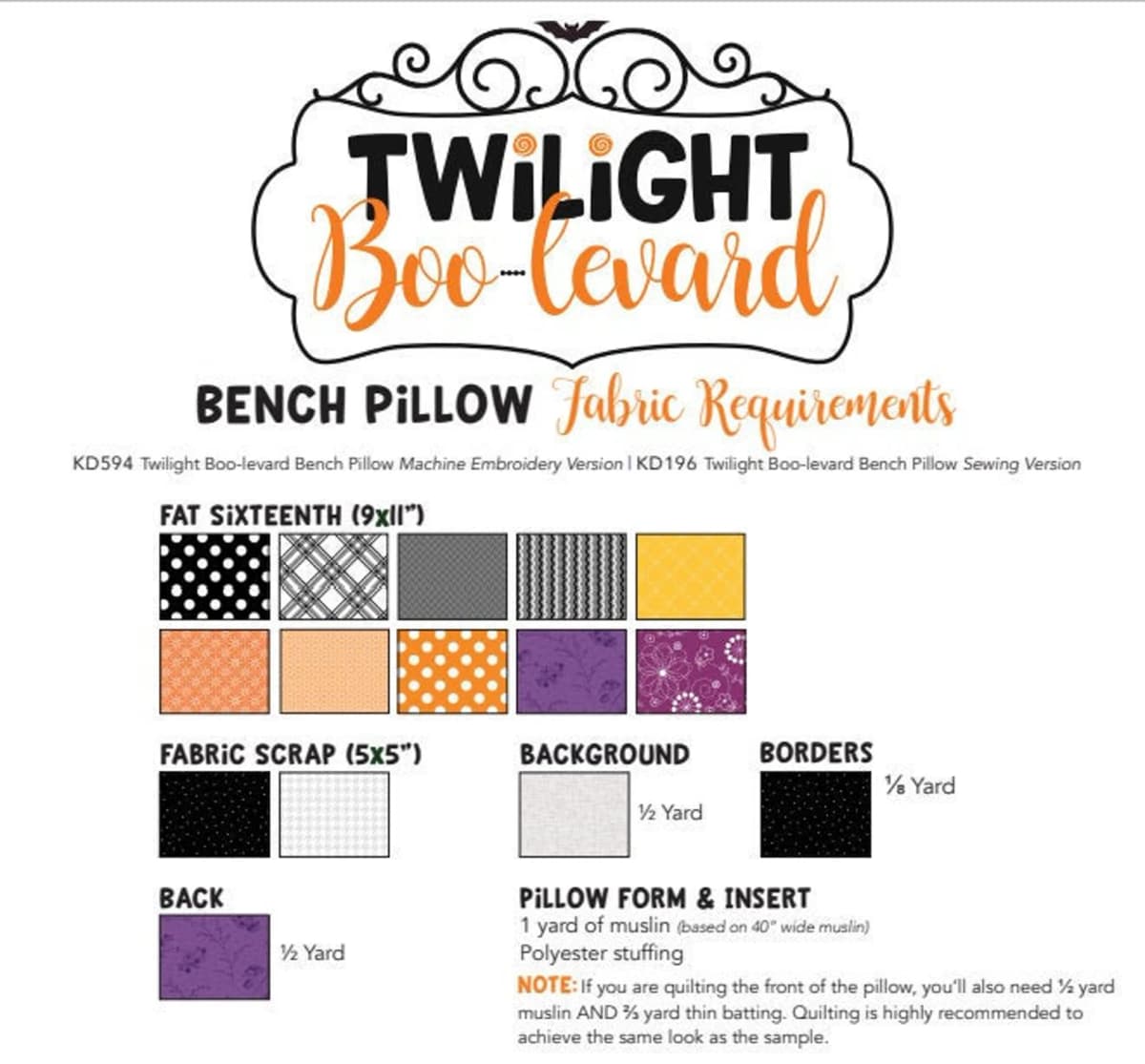 Kimberbell Twilight Boo-Levard Bench Pillow Fabric Kit — image 1