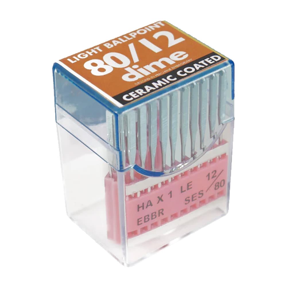 DIME Embroidery Needles Ceramic 80/12 Light Ball Point HAX1 LE EBBR - 20 Pack