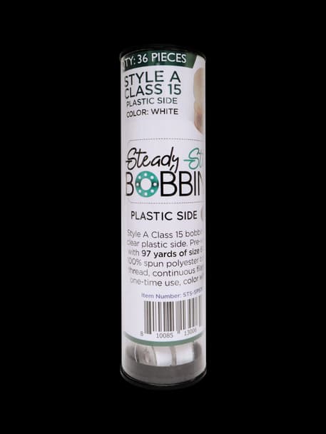 Steady Stitch Style A Class 15 Plastic Sides Spun Poly Prewound Bobbins (36/tube)