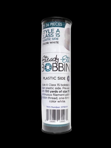 Steady Stitch Style A Class 15 Plastic Sides Polyester Prewound Bobbins - White(36/tube) — image 2