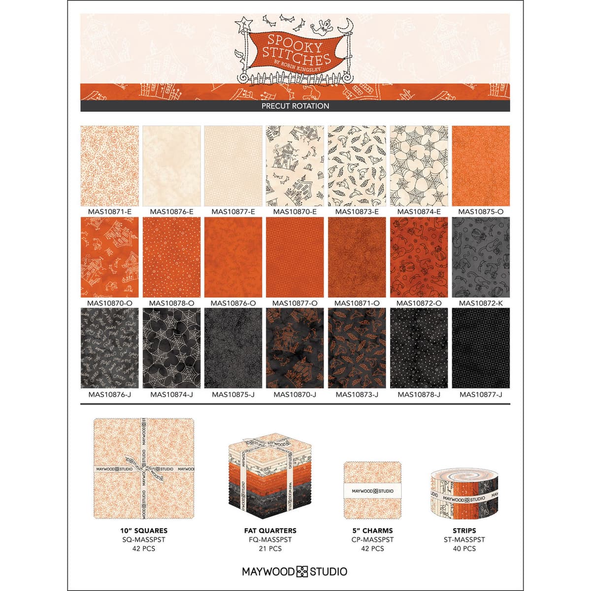 Maywood Studio Spooky Stitches 10" Squares — image 4