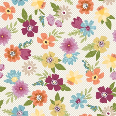 Cottontail Farm — Floral With Mini Check - Cream