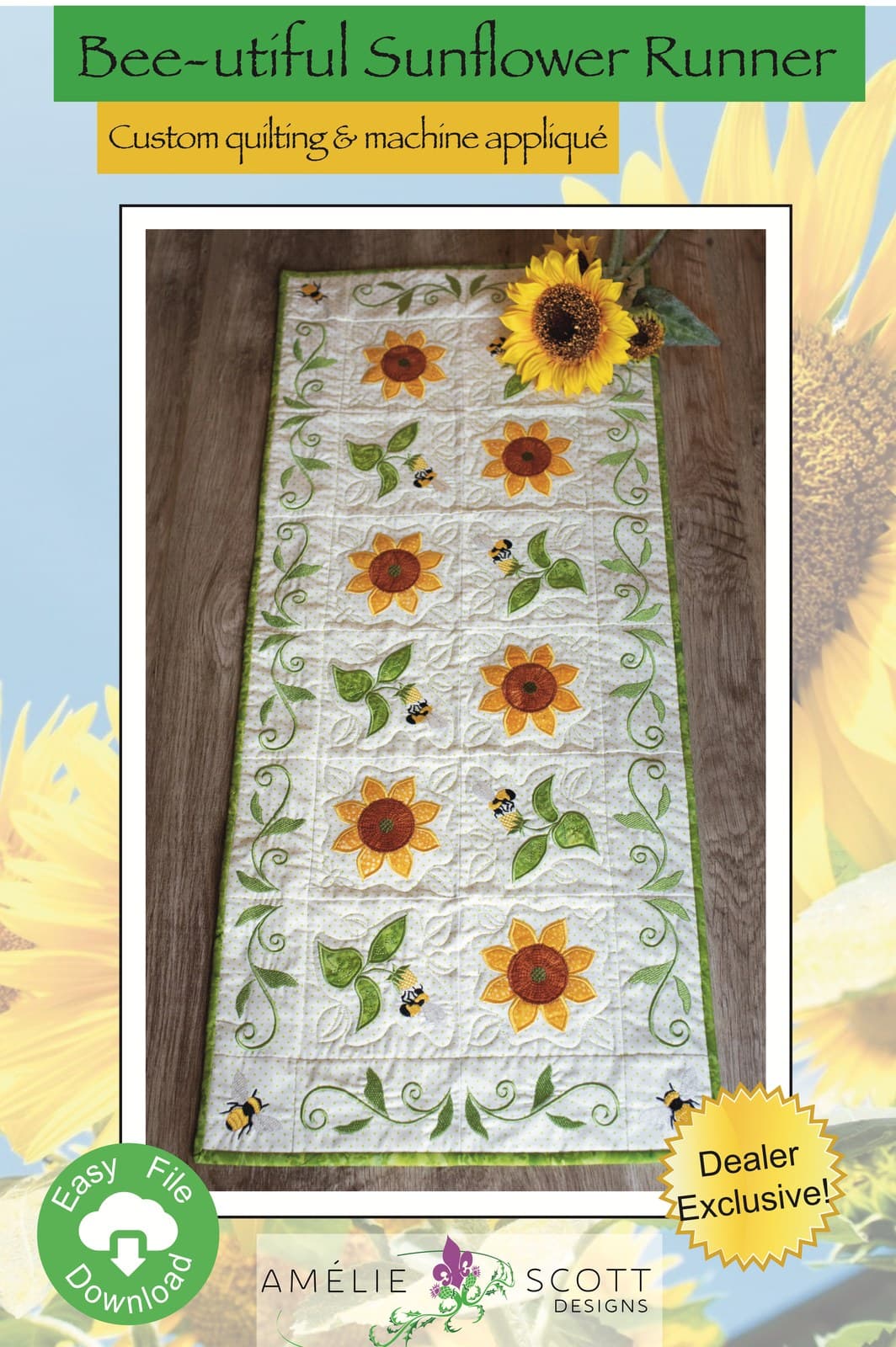 Amelie Scott Designs Bee-utiful Sunflower Runner
