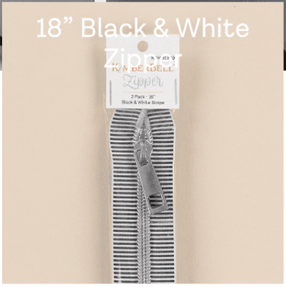 Kimberbell Black & White Striped Zipper 2 Pack