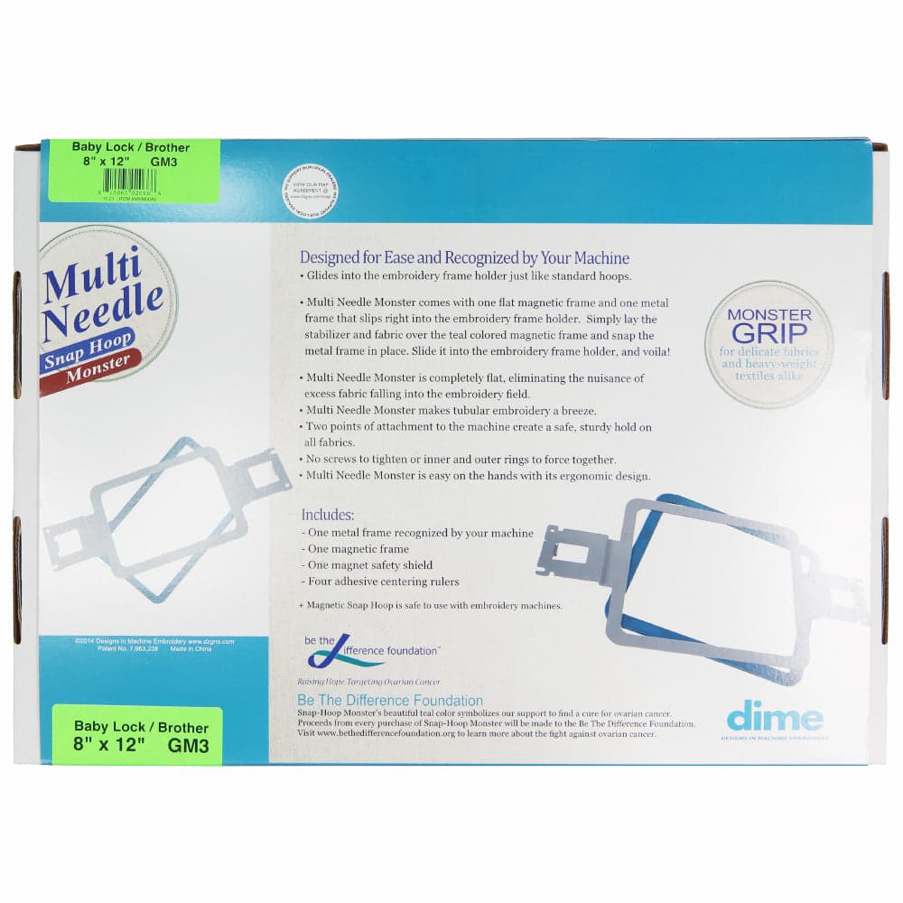 Dime Snap Hoop Monster Multi Needle 8x12 — image 2