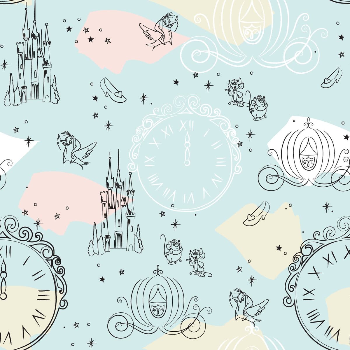 Disney Outline Cinderella - Cotton Fabric