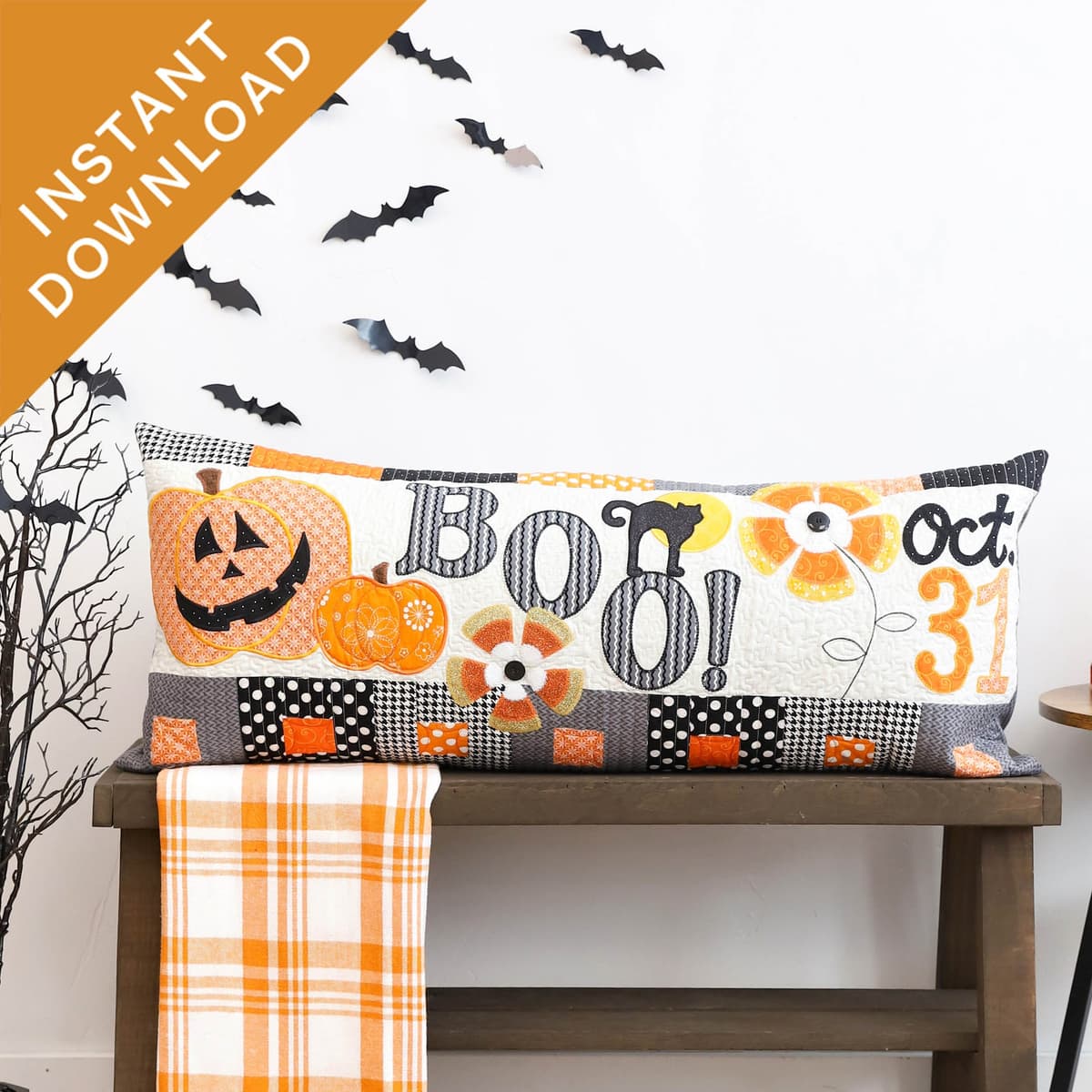 Halloween Boo Bench Pillow