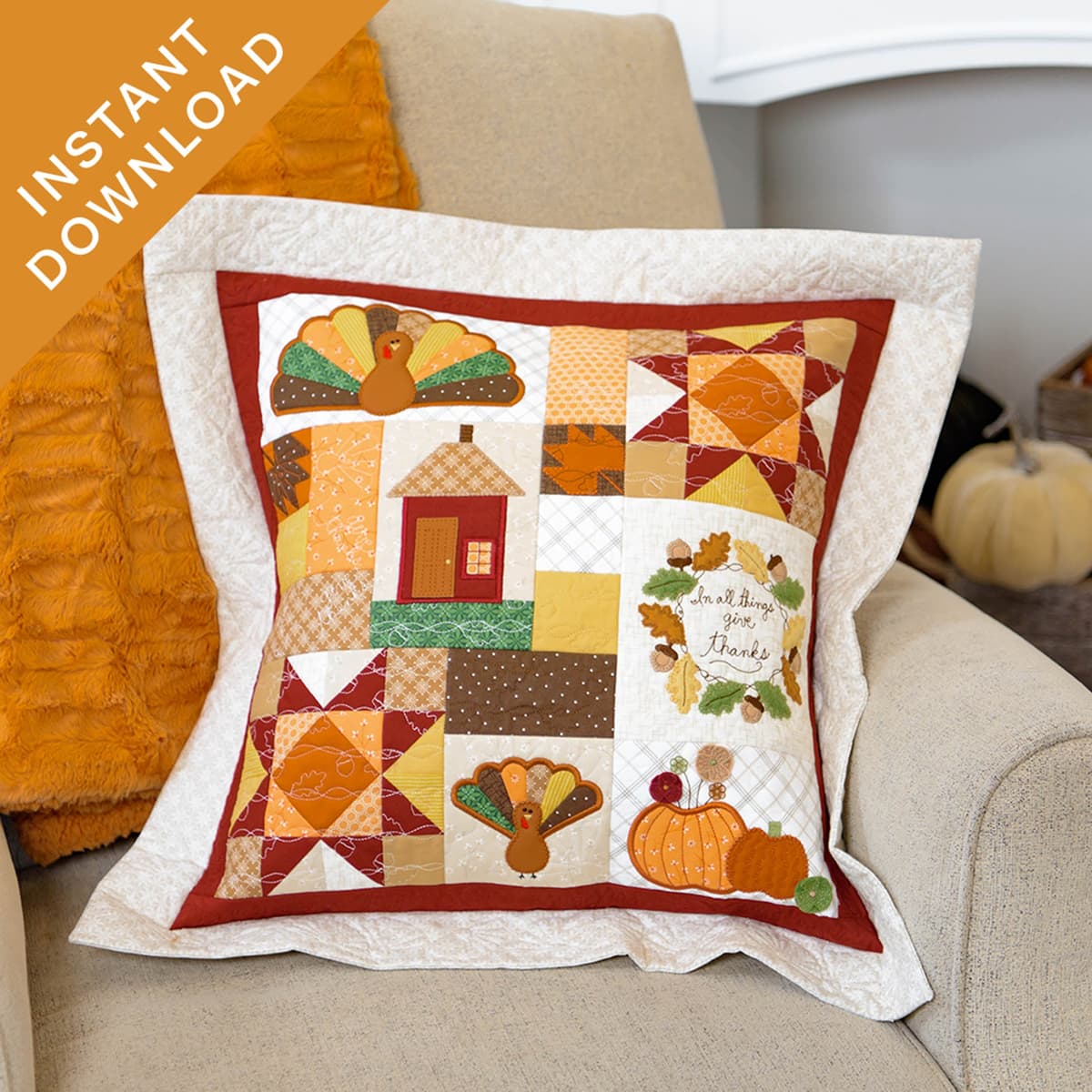 In All Things Give Thanks 22 x 22" Pillow
