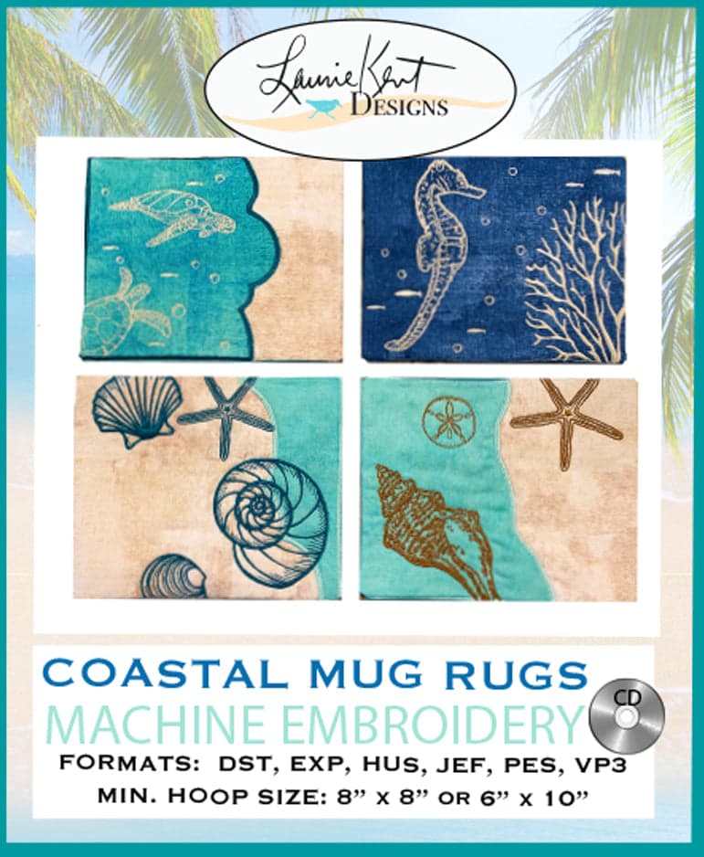 Laurie Kent Designs Coastal Mug Rugs Vol. 1 Machine Embroidery — image 1