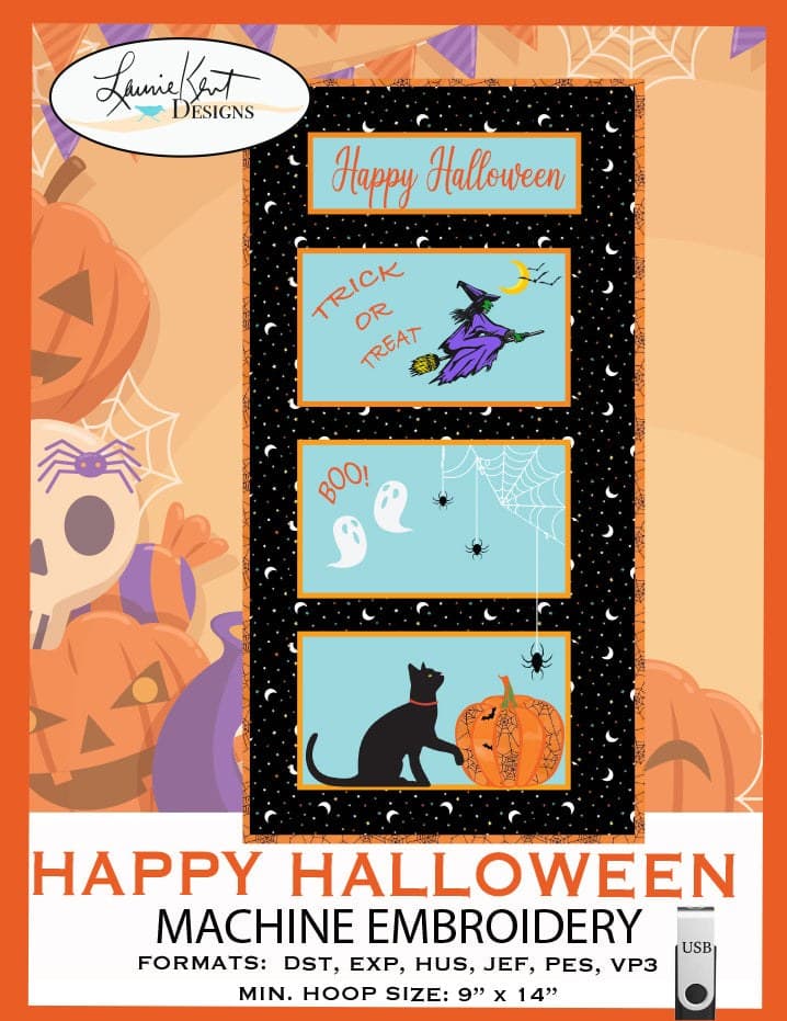 Laurie Kent Designs Happy Halloween Door Panel Machine Embroidery — image 1