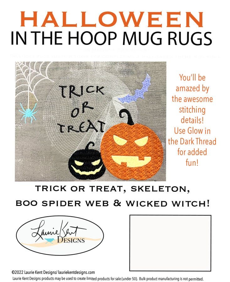 Laurie Kent Designs Halloween Mug Rugs Vol. 1 Machine Embroidery — image 4