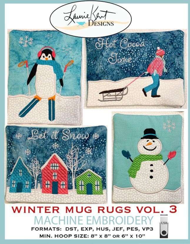 Laurie Kent Designs Winter Mug Rugs Vol. 3 Machine Embroidery — image 1