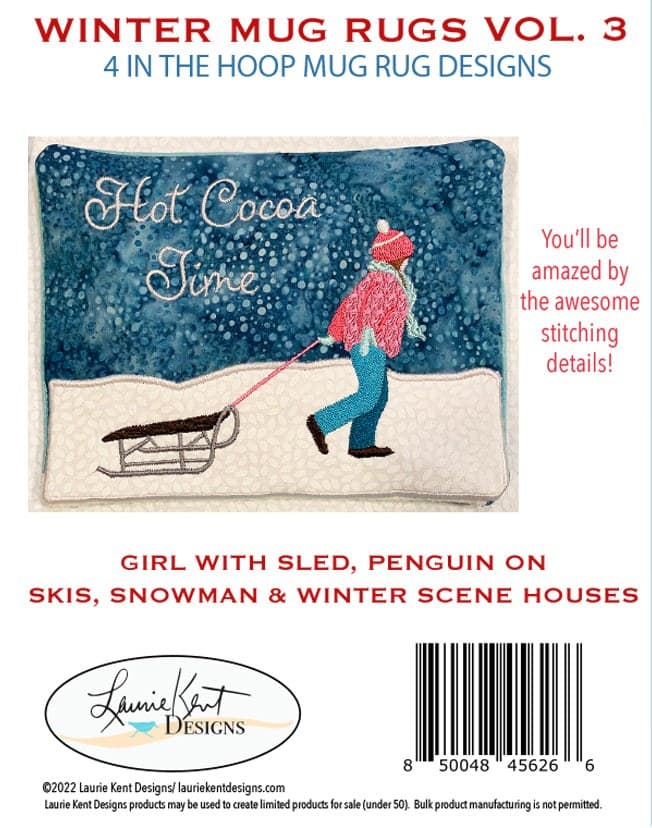 Laurie Kent Designs Winter Mug Rugs Vol. 3 Machine Embroidery — image 5