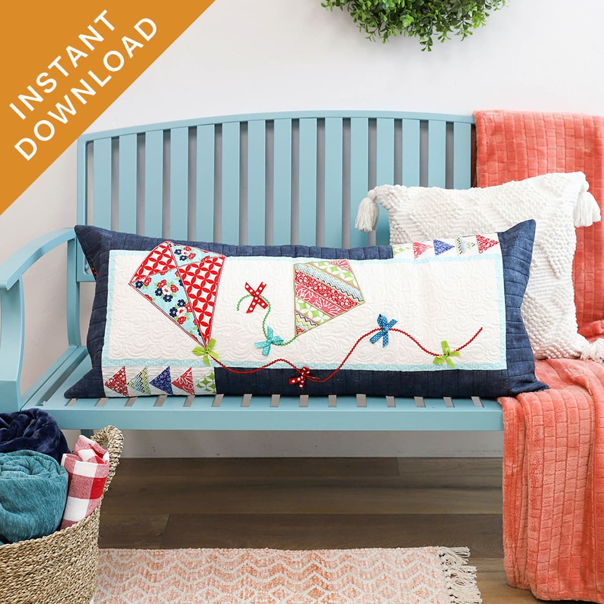Let's Go Fly A Kite Bench Pillow