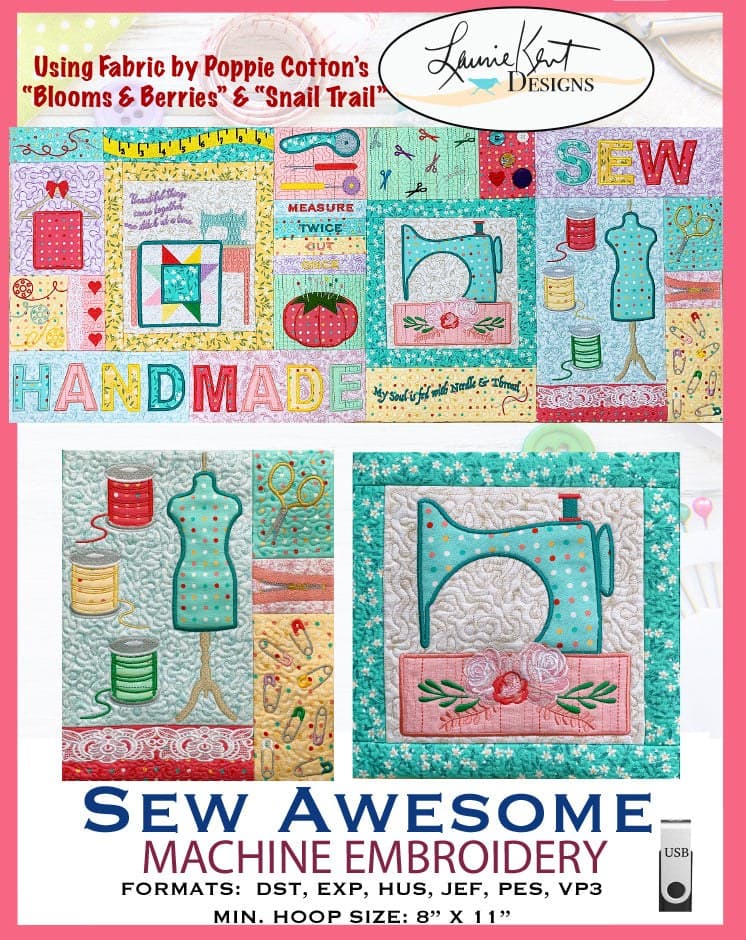Laurie Kent Designs Sew Awesome Bench Pillow Machine Embroidery — image 1