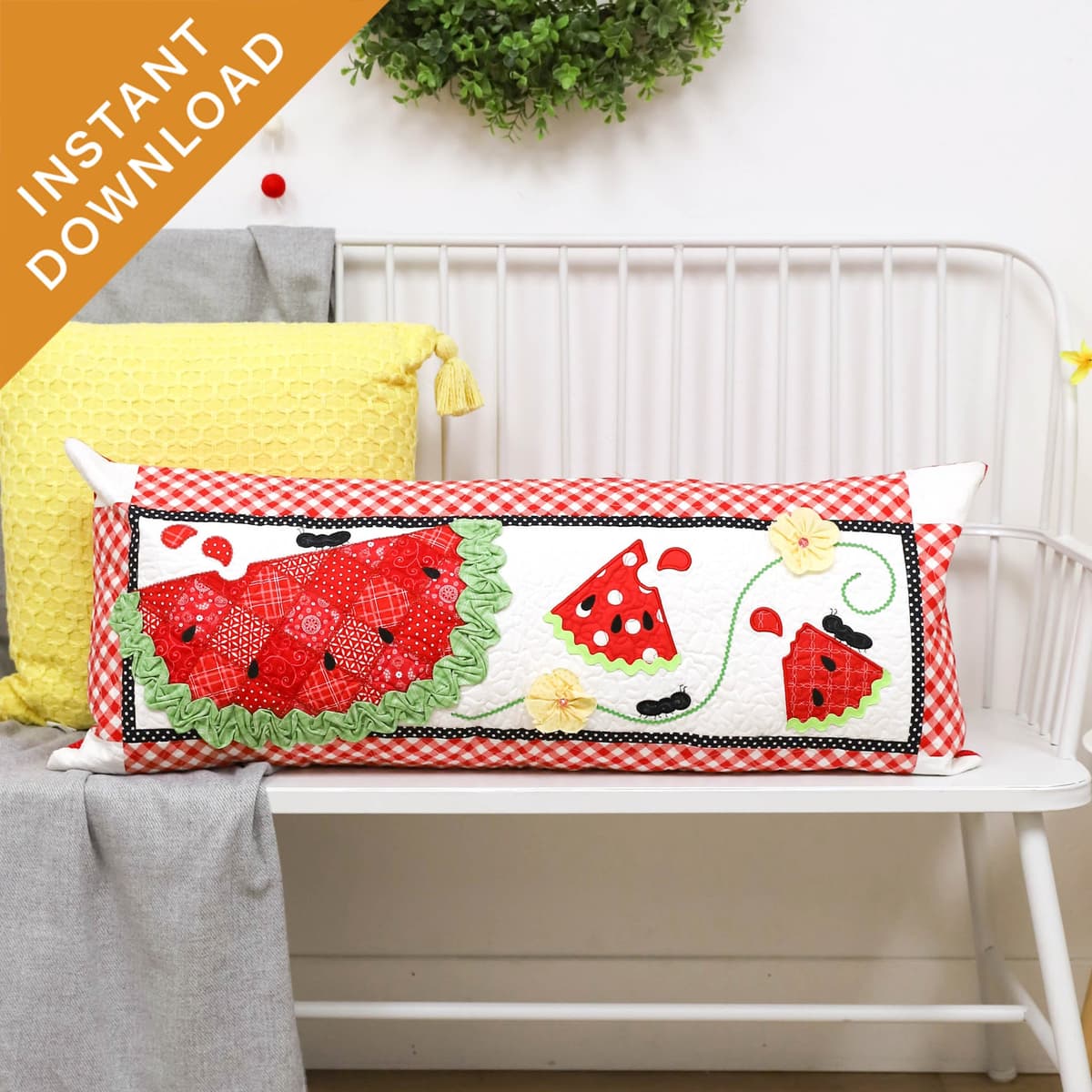 Slice of Summer Watermelon Bench Pillow
