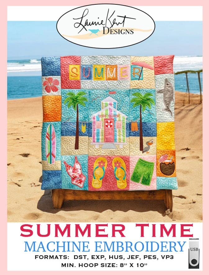 Laurie Kent Designs Summer Time Pillow Machine Embroidery — image 1