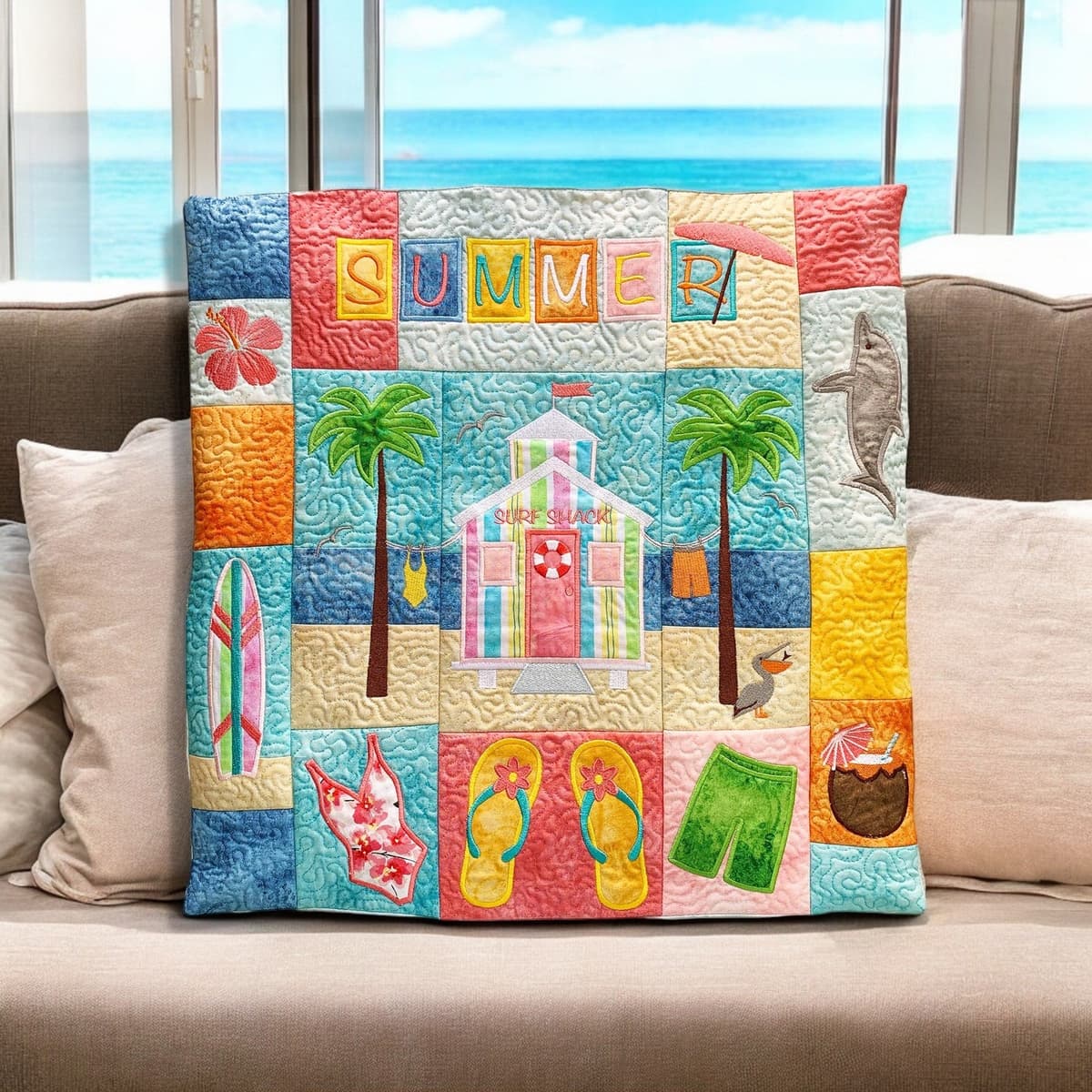 Laurie Kent Designs Summer Time Pillow Machine Embroidery — image 2