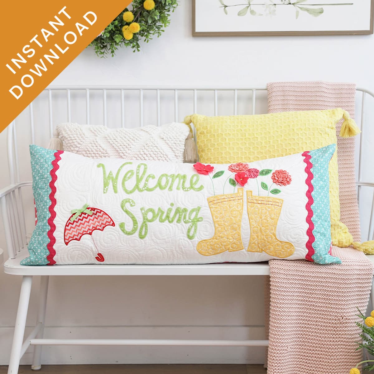 Welcome Spring Bench Pillow