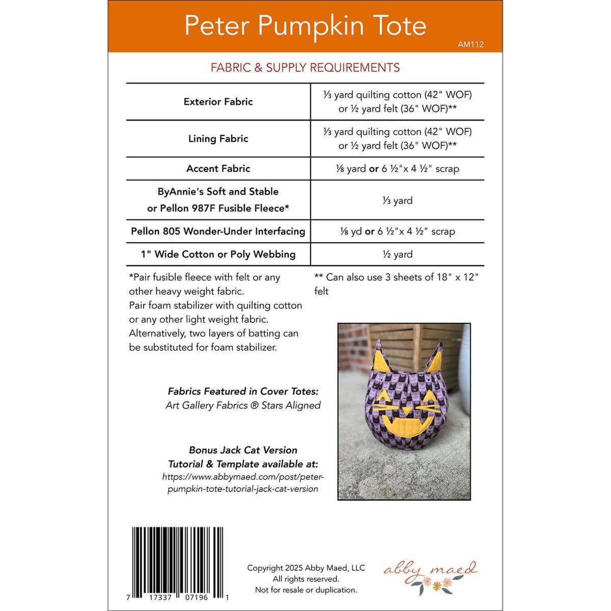 Abby Maed Peter Pumpkin Tote Pattern — image 2