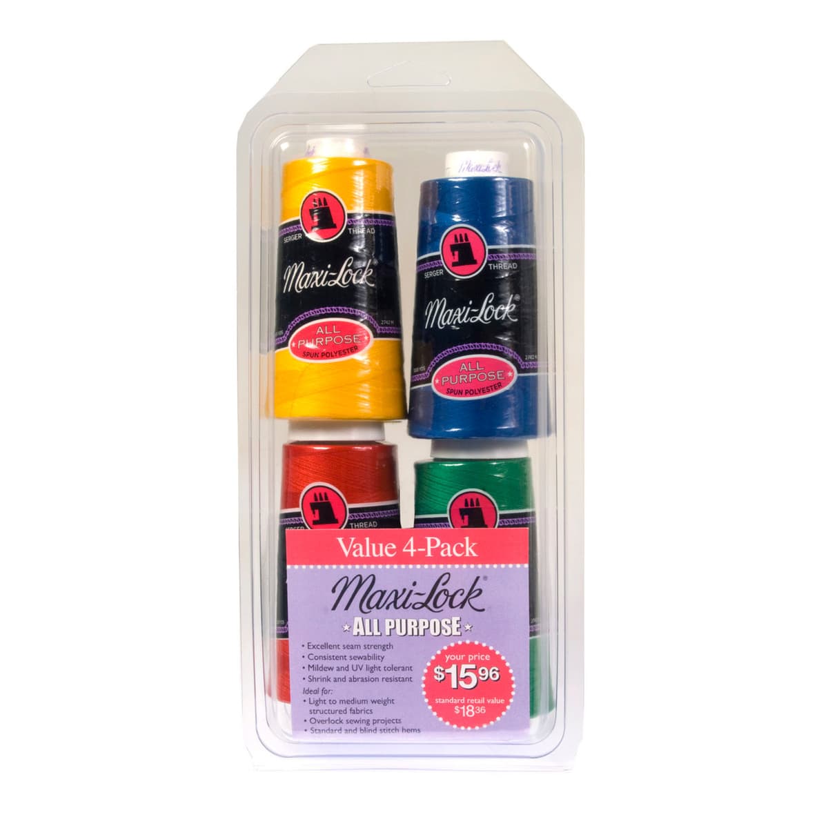 Maxi-Lock All Purpose Serger Thread 4-Spool Set — Brights