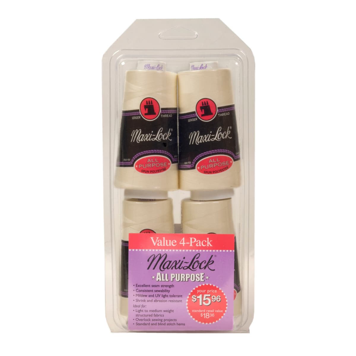 Maxi-Lock All Purpose Serger Thread 4-Spool Set — Eggshell