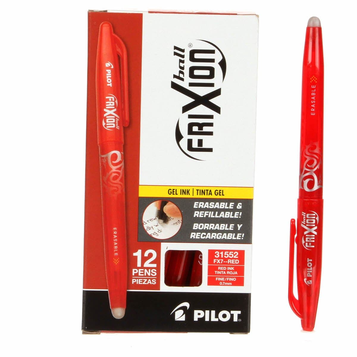 Pilot FriXion Fine Point Heat-Erase Pen 0.7mm — Red