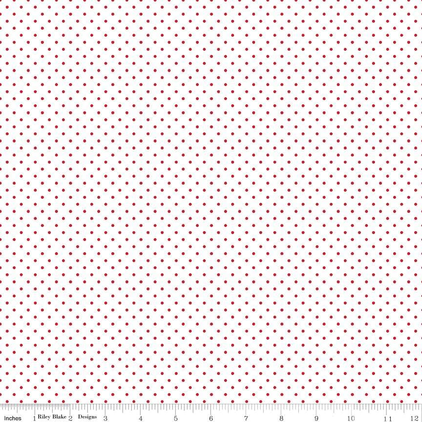 Riley Blake Swiss Dot On White Red