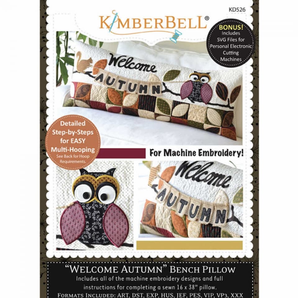 Kimberbell Designs Welcome Autumn Bench Pillow