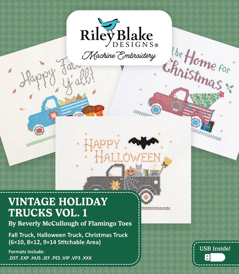 Vintage Holiday Trucks, Vol. 1 — Machine Embroidery USB — image 1