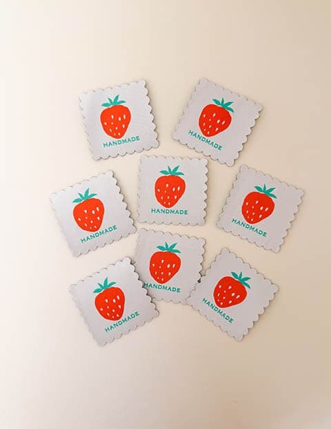 Minki Kim Scalloped Strawberry Woven Labels
