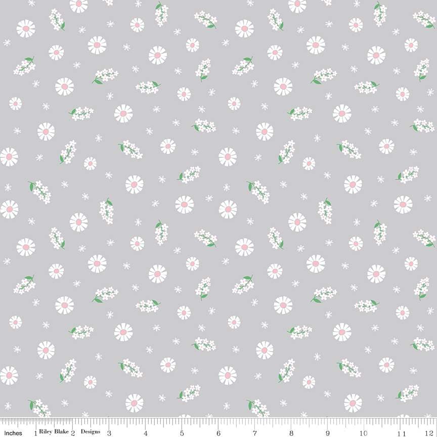 Riley Blake Pure Delight Blooms — Gray