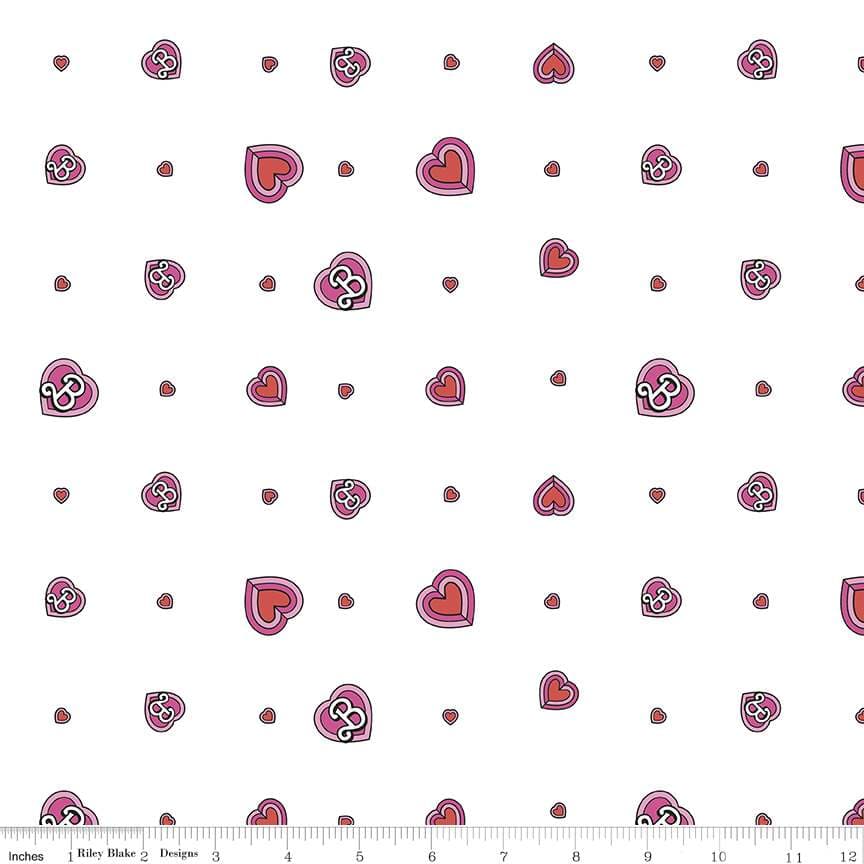 Riley Blake Malibu Barbie Hearts — White
