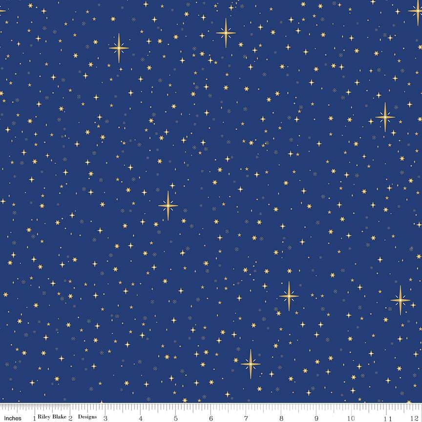 Riley Blake Christmas Wishes Starry Sky — Blue