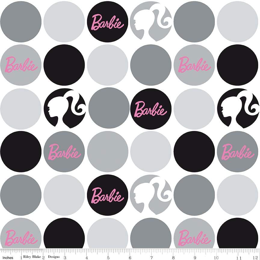 Riley Blake Barbie Polka Dots — White